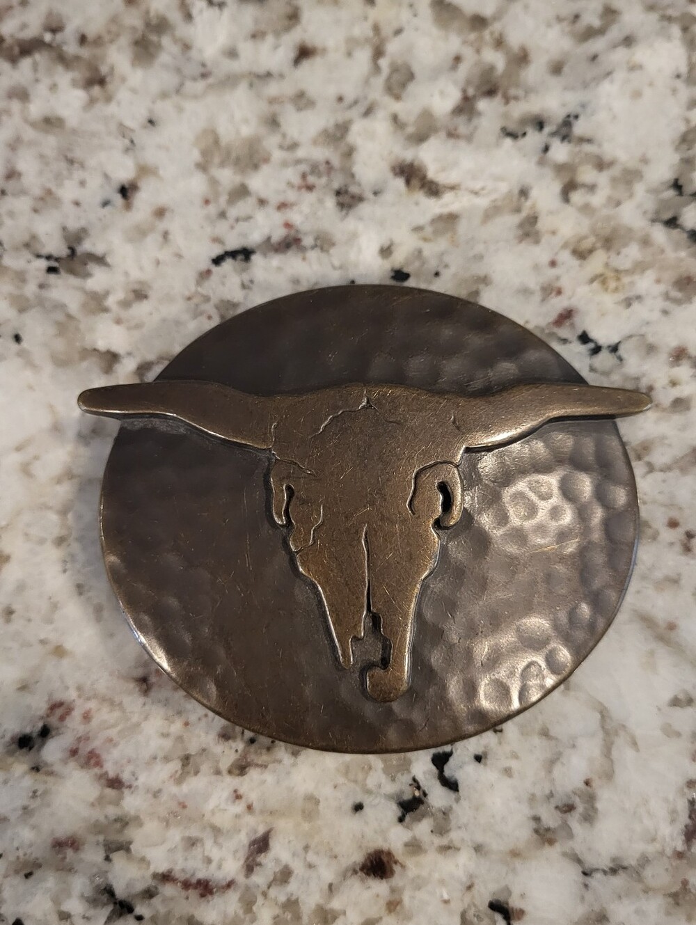 Bronze Longhorn Skull Belt Buckle. Excellent Condition